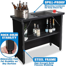 Load image into Gallery viewer, Commercial Grade Portable Bar Table - Mobile Bartender Station for Events