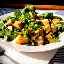 Load image into Gallery viewer, Monday Plant-Based Meal Grilled Lemon Tofu with Thai Style Caesar Salad - served one person