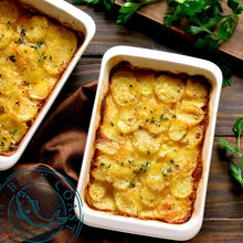 Load image into Gallery viewer, Creamy Au Gratin Potatoes, half size pan, served eight people