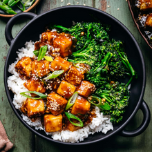 Load image into Gallery viewer, Thursday Plant-Based Teriyaki Broccoli and Tofu Steamed Jasmine Rice Bowl - served one person
