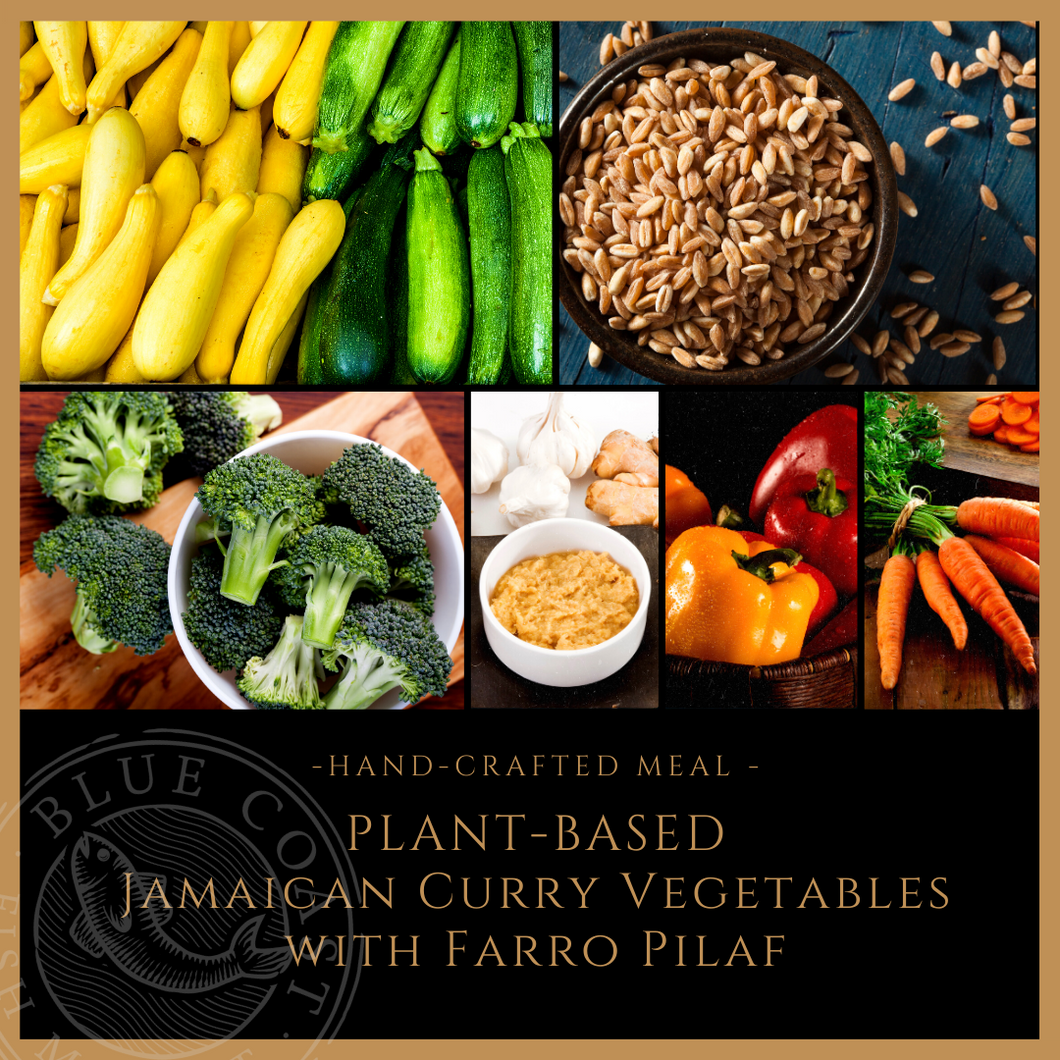 Monday Plant-Based Jamaican Curry Vegetables with Farro Pilaf- served one person
