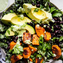 Load image into Gallery viewer, Tuesday Plant-Based Roasted Organic Sweet Potato Salad with Cilantro-Cashew Dressing - served one person
