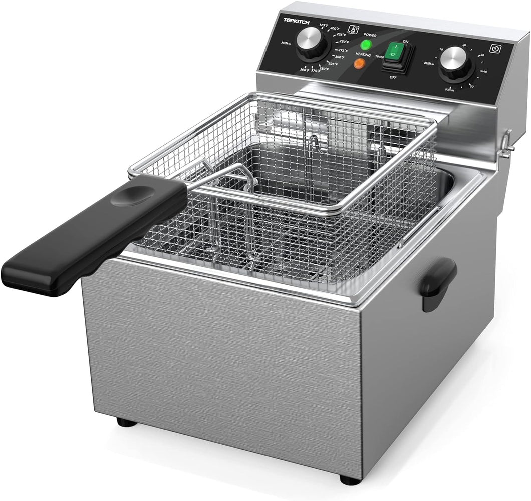 14 Qt. Electric Countertop Commercial Deep Fryer with 6.8 Qt