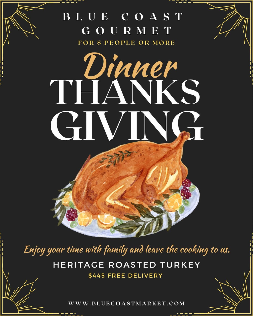 Thanksgiving turkey dinner served 8 people meals    (16/ 18 lbs turkey)