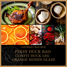 Load image into Gallery viewer, Gourmet Bao Bun - Pekin Duck Bao - Confit Duck Leg with Orange Hoisin Glaze (3 buns) - $8 each
