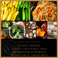 Friday Plant-Based Meal - Chef's Vegetable and Mushroom Stir fried with Garlic Fired Rice - served one person