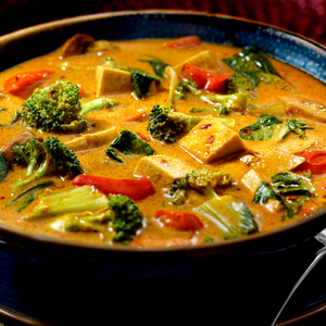 Wednesday Plant-Based Meal - Tofu Massaman Curry with Garden Vegetables and Steamed Jasmine Rice - served one person